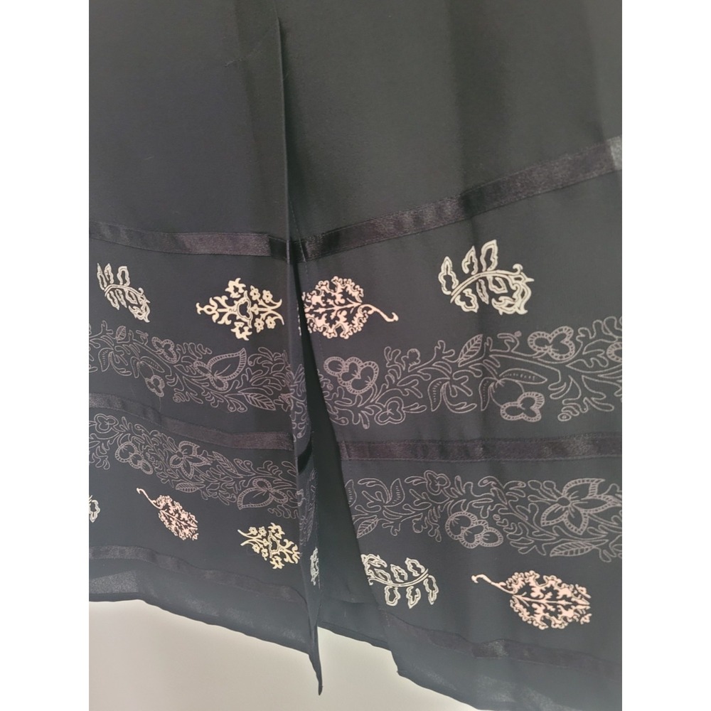 NWT Sag Harbor Black Embroidered Midi Skirt Womens 8 Modest Office Cottagecore - Picture 6 of 10
